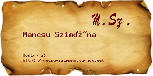 Mancsu Szimóna névjegykártya